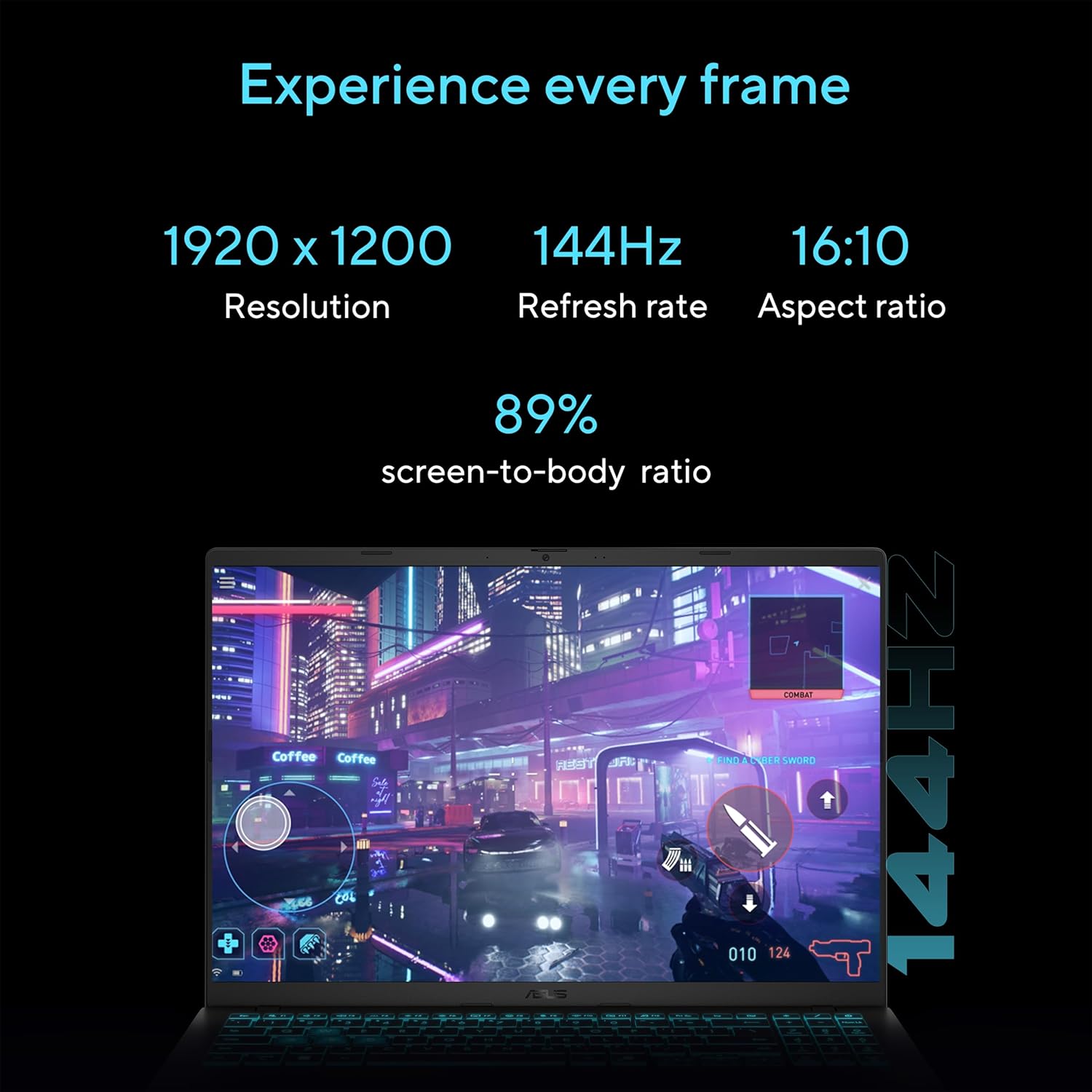 ASUS V16 V3607VU-RP038W | Intel Core 5 210H, 16GB RAM, 512GB SSD, 16.0" WUXGA 144Hz, 6GB NVIDIA RTX 4050, Win11 Home, Eng-Arab Keyboard, Black