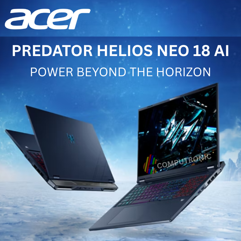 ACER PREDATOR HELIOS NEO 18 AI NH.QVLEM.001 I Intel Core Ultra 9 275HX, 64GB RAM, 1TB SSD, 18" WQXGA 250Hz Mini LED, 12GB NVIDIA RTX5070Ti, Win11 Home, Eng-Arab Keyboard, Black