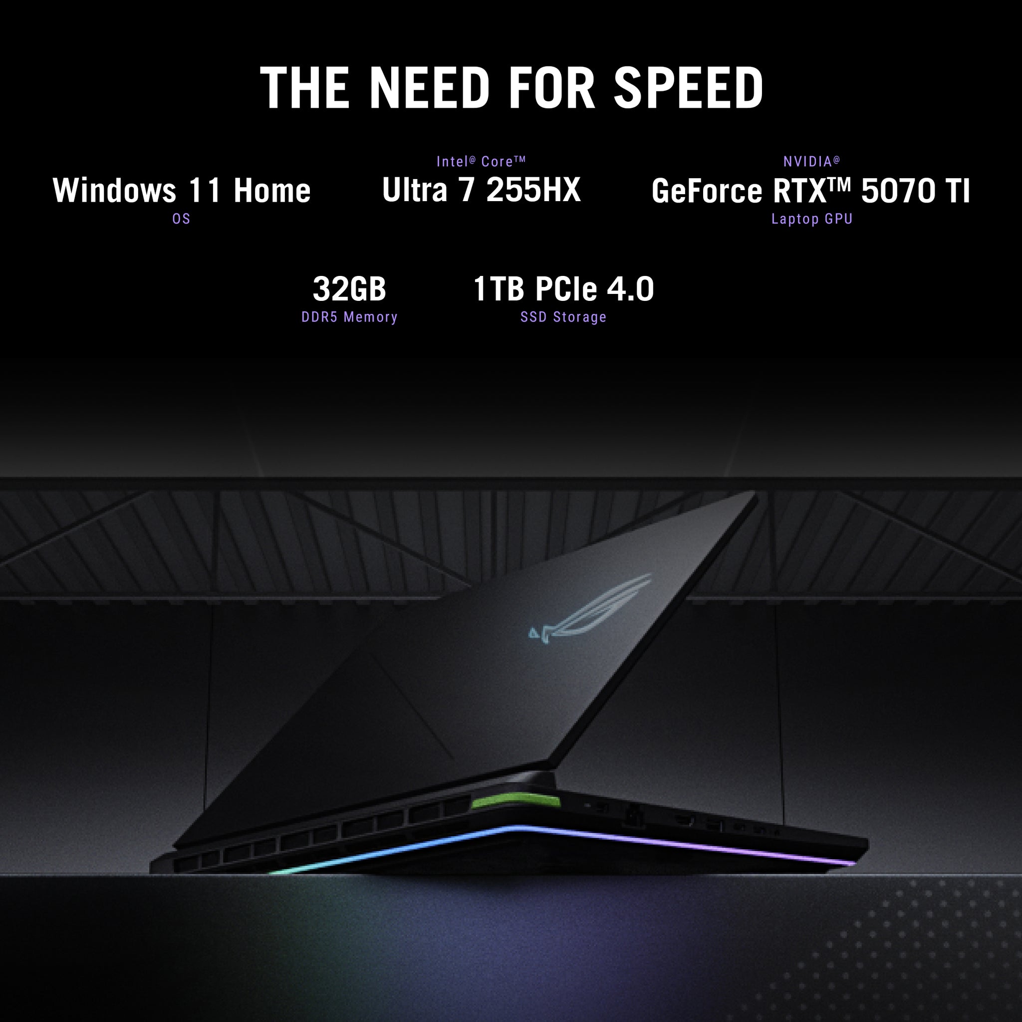 ASUS ROG STRIX G16 G615LR-RV052W | Intel Ultra 7 255HX, 32GB RAM, 1TB SSD, 16" WUXGA 165Hz, 12GB NVIDIA RTX 5070Ti, Win 11 Home, Eng-Arb Keyboard, Volt Green, Asus Warranty