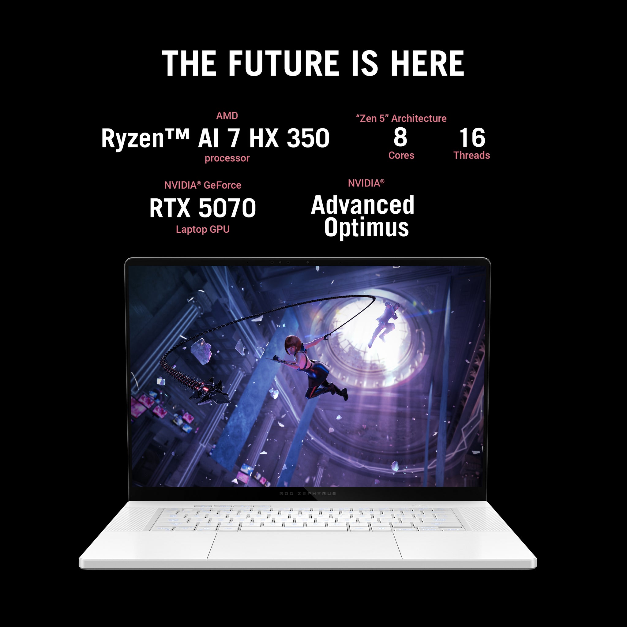 ASUS ROG ZEPHYRUS G16 GA605KP-AI-OLED322W | AMD Ryzen AI 7 350, 32GB RAM, 2TB SSD, 16.0" OLED WQXGA 240Hz, 8GB NVIDIA RTX 5070, Win 11 Home, Eng-Arab Keyboard, White + ASUS Sleeve & Mouse