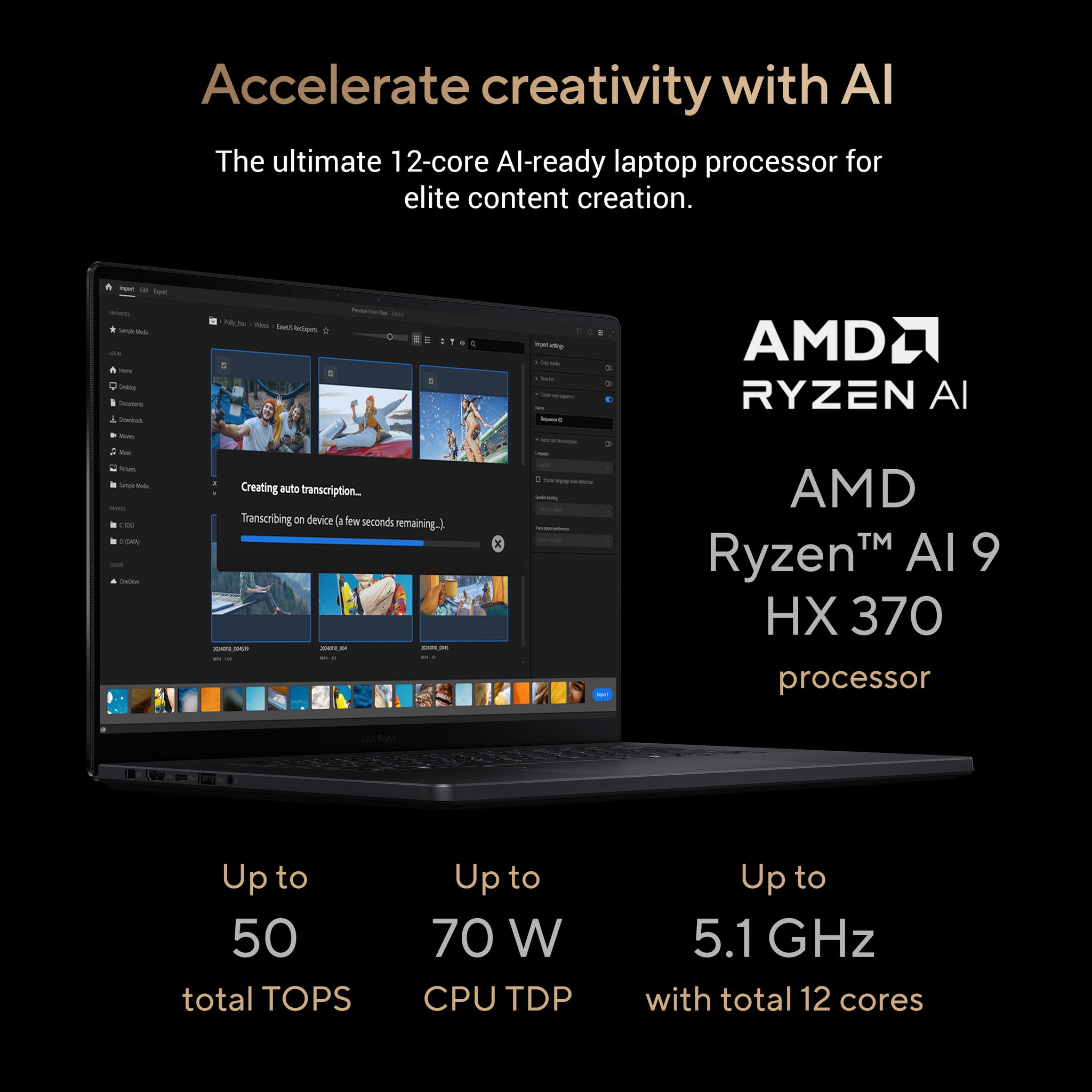 ASUS PROART P16 OLED H7606WP-ME025W | AMD Ryzen AI 9 HX370, 64GB RAM, 4TB SSD, 16.0" 4K ( 3840x2400 ) OLED 60Hz Touch Screen, 8GB NVIDIA RTX 5070, Win 11 Home, Eng-Arab Keyboard, Black