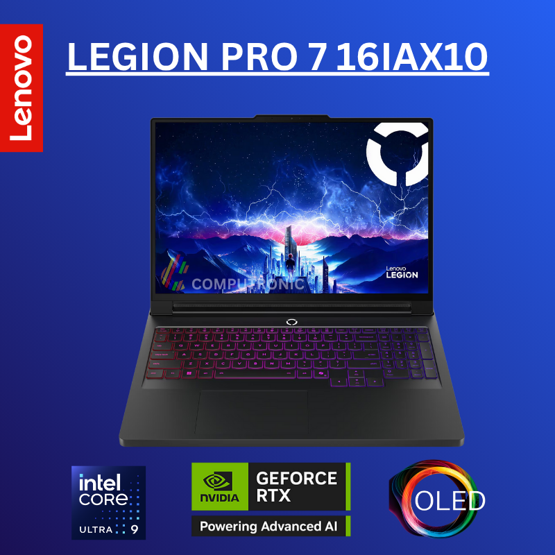 LENOVO LEGION PRO 7 16IAX10H-83F5008PAX | Intel Ultra 9 275HX, 32GB RAM, 2TB SSD, 16" WQXGA OLED 240Hz, 12GB NVIDIA RTX 5070Ti, Win11 Home, Eng-Arab Keyboard, Eclipse Black , 2 Years Lenovo Warranty