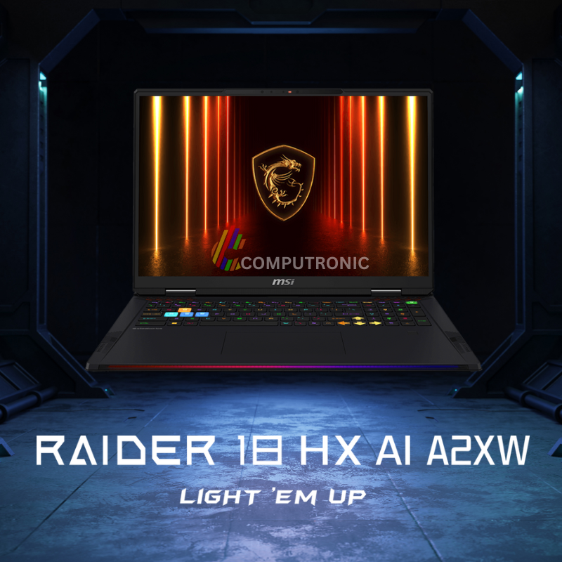 MSI RAIDER 18 HX AI A2XWJG  9S7-182462-058 | Intel Core Ultra 9 285HX, 64GB RAM, 2TB SSD, 18" UHD+ Mini LED 120Hz, 24GB NVIDIA RTX 5090, Win 11 Home, Eng-Arab Keyboard, Black + Backpack