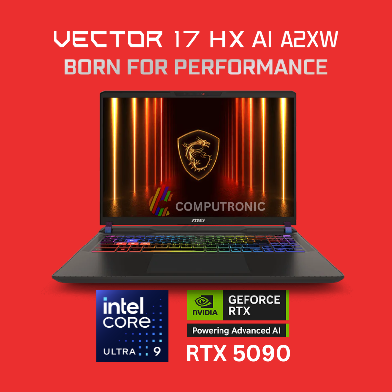 MSI VECTOR 17 HX AI A2XWJG 9S7-17S372-098 | Intel Core Ultra 9 275HX, 32GB RAM, 1TB SSD, 17" QHD+ IPS 240Hz, 24GB NVIDIA RTX5090, Win 11 Home, Eng-Arab Keyboard, Cosmos Gray + Backpack