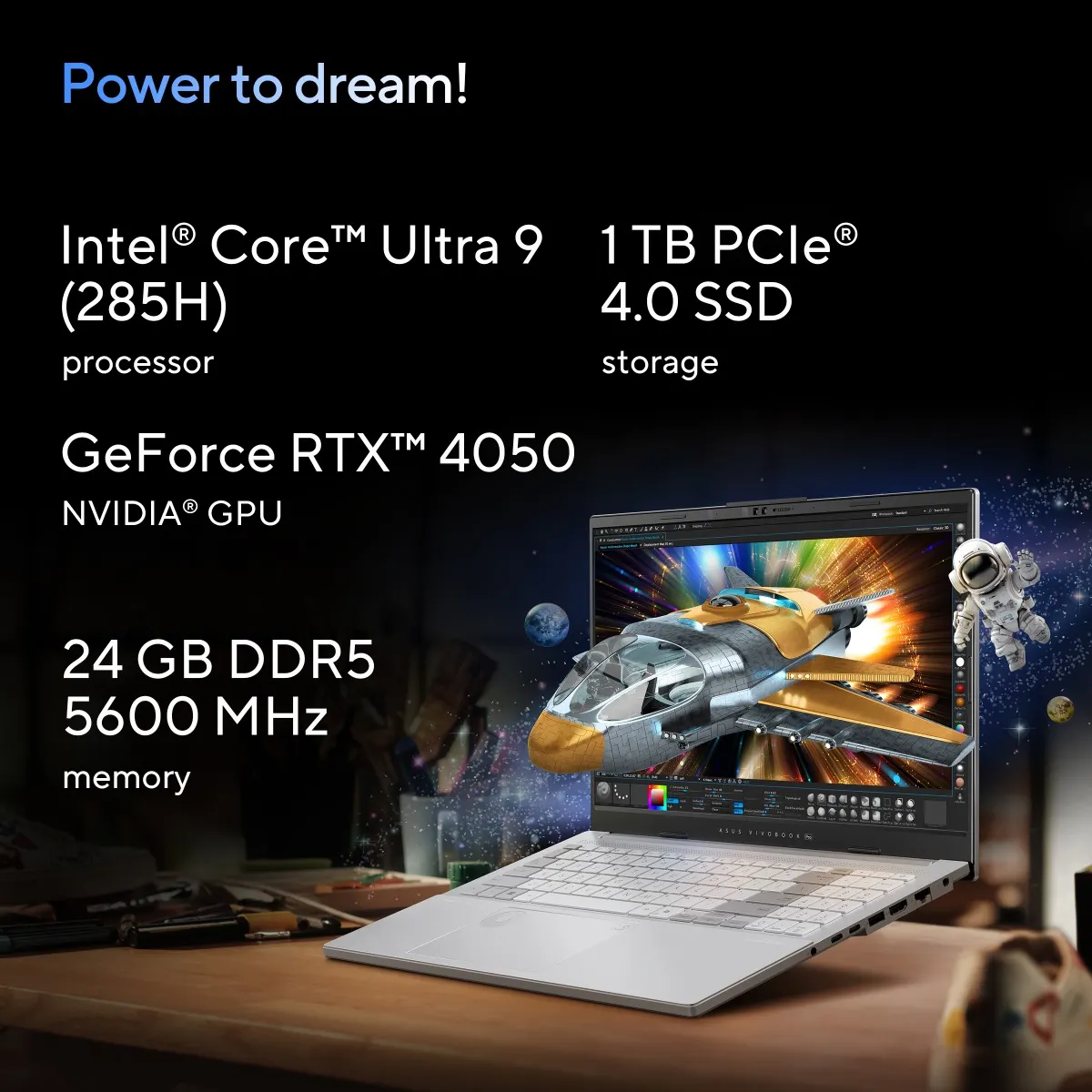 ASUS VIVOBOOK PRO 15 OLED N6506CU-MA034W | Intel Core  Ultra 9 285H, 24GB RAM, 1TB SSD, 15.6" OLED 3K 120Hz, 6GB NVIDIA RTX 4050, Win11 Home, Eng-Arab Keyboard, Gray