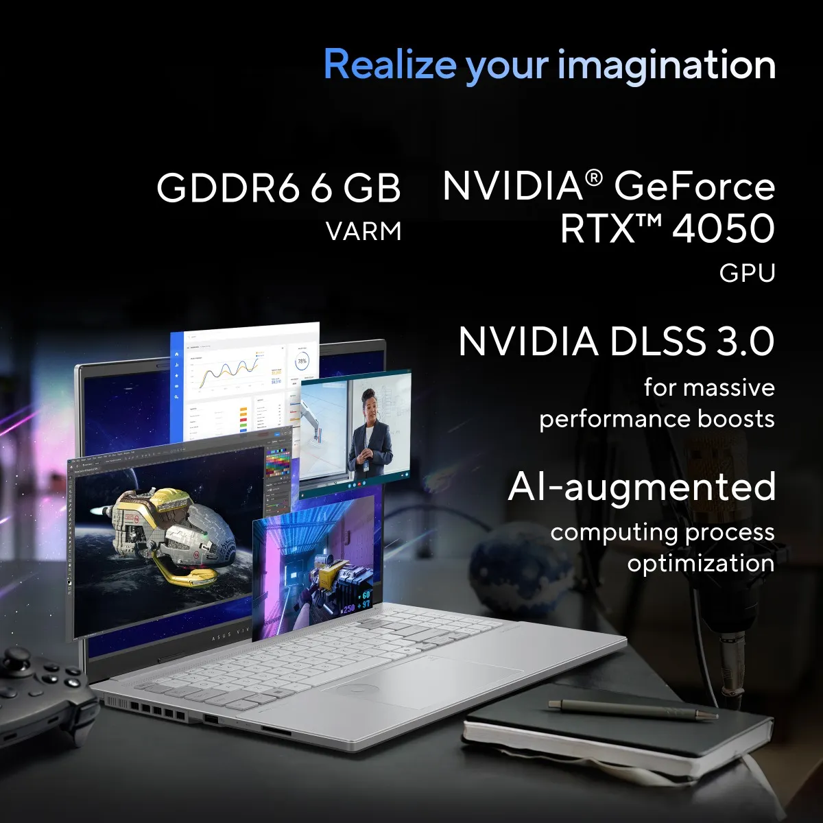 ASUS VIVOBOOK PRO 15 OLED N6506CU-MA034W | Intel Core  Ultra 9 285H, 24GB RAM, 1TB SSD, 15.6" OLED 3K 120Hz, 6GB NVIDIA RTX 4050, Win11 Home, Eng-Arab Keyboard, Gray