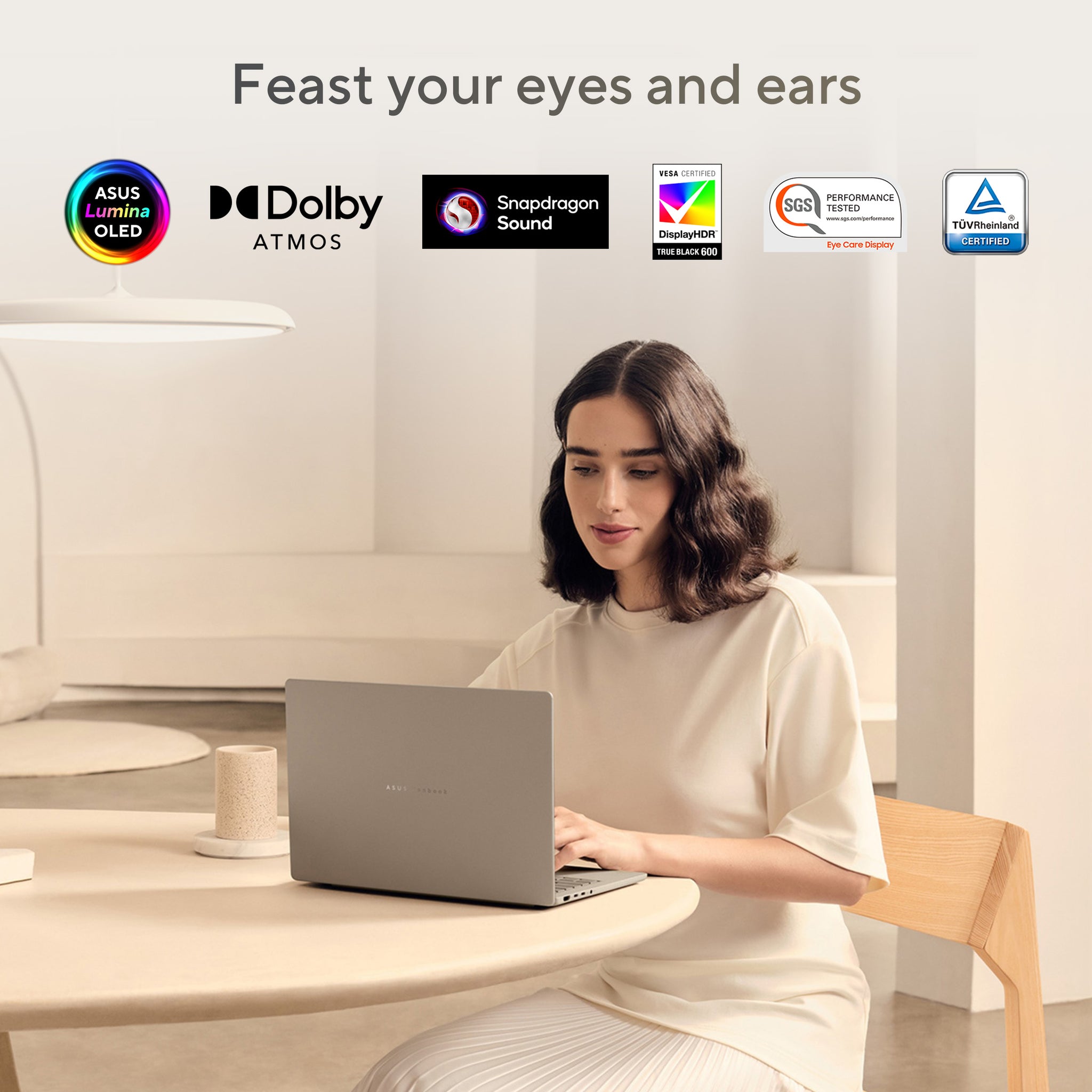 ASUS ZENBOOK A14 UX3407QA-QD180W | Snapdragon X X1 26 100, 16GB RAM, 1TB SSD, 14.0" WUXGA OLED Screen, Qualcomm u GPU, Win 11 Home ( ARM), Eng-Arab Keyboard, Zabriskie Beige