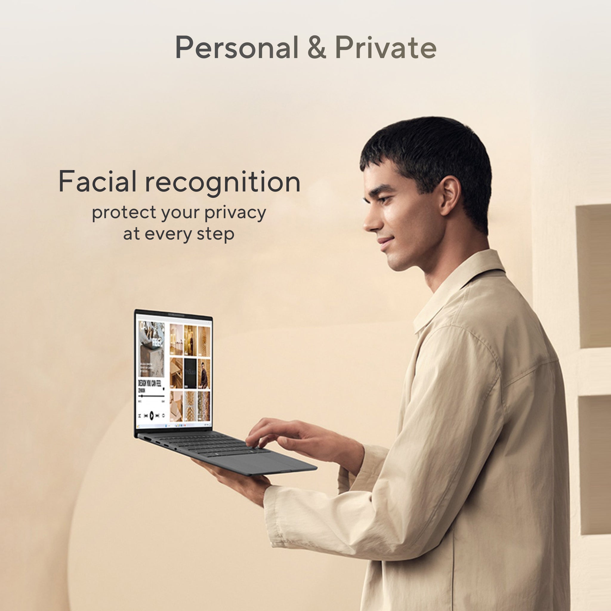 ASUS ZENBOOK A14 UX3407QA-QD180W | Snapdragon X X1 26 100, 16GB RAM, 1TB SSD, 14.0" WUXGA OLED Screen, Qualcomm u GPU, Win 11 Home ( ARM), Eng-Arab Keyboard, Zabriskie Beige