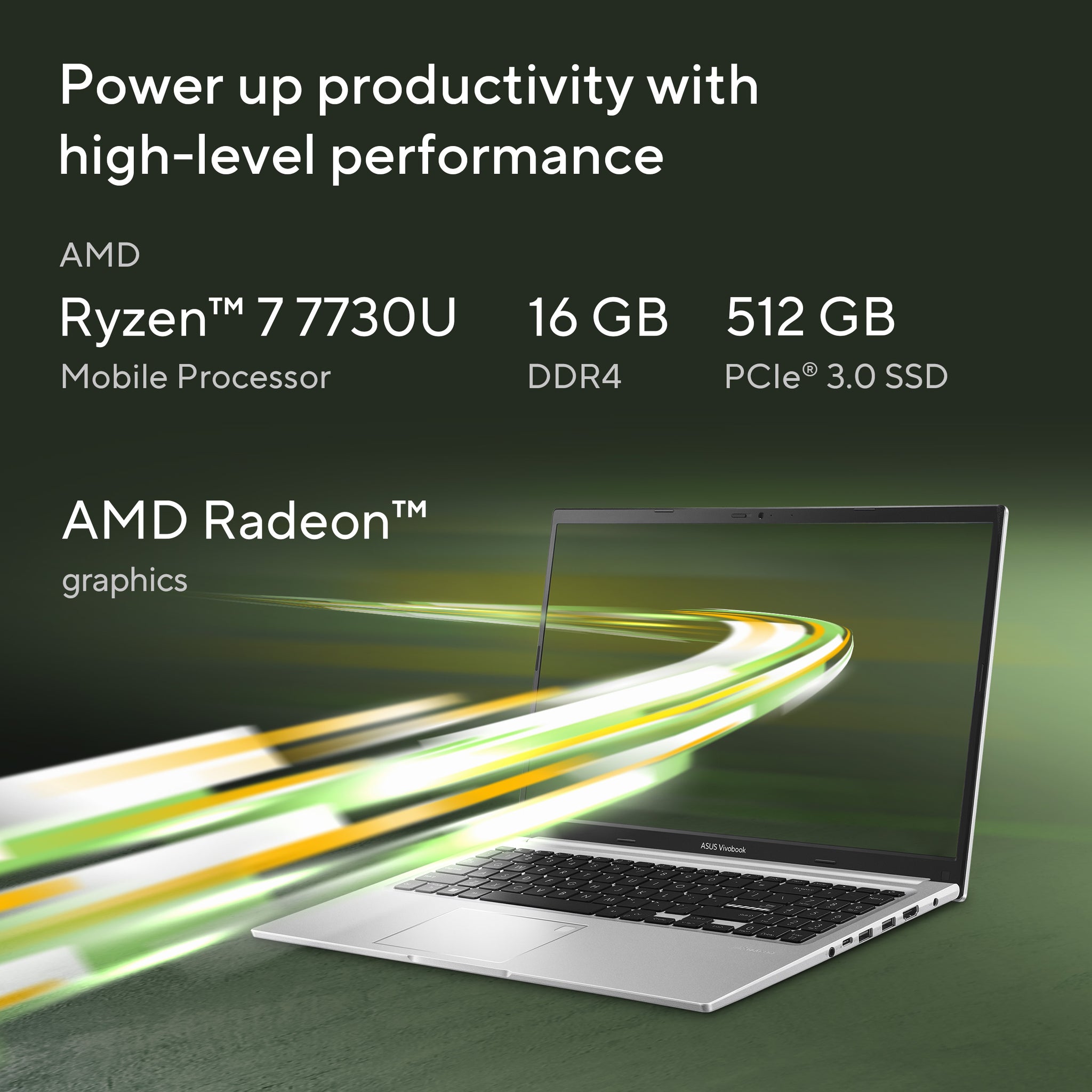 ASUS VIVOBOOK 15 M1502YA-NJ116W | AMD Ryzen 7  7730U, 16GB RAM, 512GB SSD, 15.6" FHD, AMD Radeon Graphics, Win11 Home, Eng-Arab Keyboard, Blue