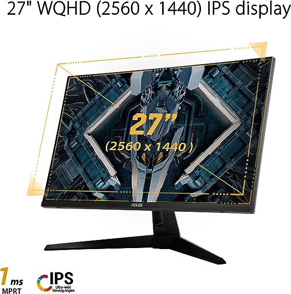 ASUS TUF GAMING VG27AQ1A  |  27" WQHD (2560 x 1440), IPS, 170Hz (Above 144Hz), 1ms MPRT, Extreme Low Motion Blur, G-SYNC Compatible, HDR 10