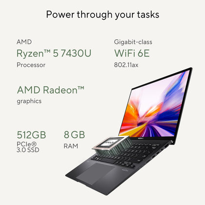 ASUS ZENBOOK 14 OLED UM3402YA-KM766W | AMD Ryzen 5 7430U, 8GB RAM, 512GB SSD, 14.0