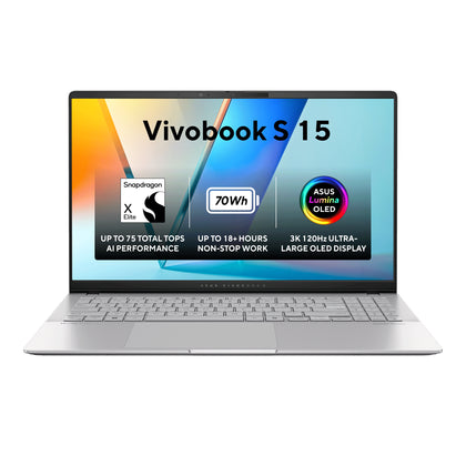 ASUS VIVOBOOK S 15 OLED S5507QA-MA001W | Snapdragon X Elite X1E 78 100 Processor, 32GB RAM, 1TB SSD, 15.6