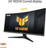 ASUS TUF GAMING VG34VQ3B | Curved Gaming Monitor – 34 inch WQHD (3440x1440), 180Hz, ELMB SYNC, FreeSync Premium, 1ms MPRT, 90% DCI-P3, Display Widget Center