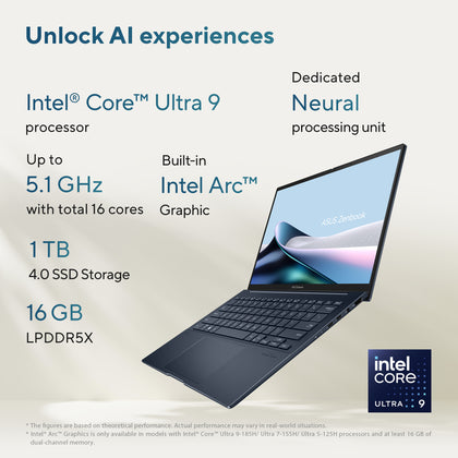 ASUS ZENBOOK 14 OLED UX3405MA-OLED9W | Intel Core Ultra 9 185H 2.3GHz, 16GB RAM, 1TB SSD, 14.0