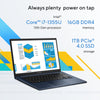 ASUS VIVOBOOK X1404VA-EB711W | Intel i7 1355U, 16GB RAM, 1TB SSD, Intel IRIS XE Graphics, 14" FHD, Win11 Home, Eng-Arab Keyboard, Blue